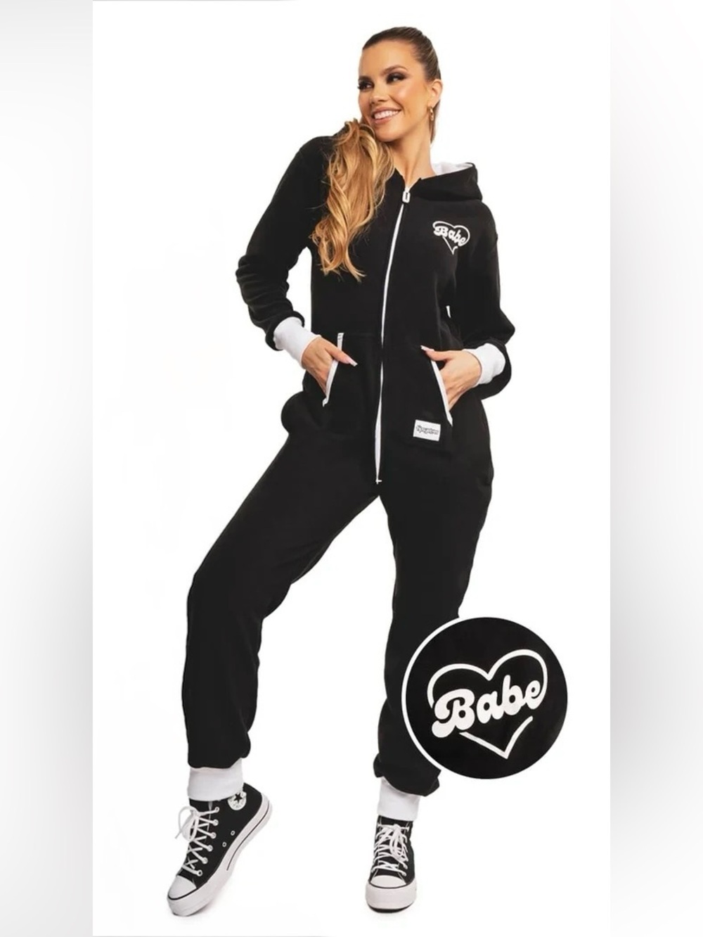 🎄New!  Elves Bride Babe Black Hooded Jumpsuit